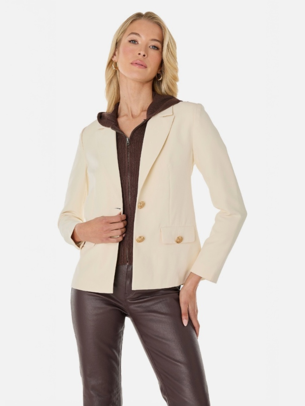 The Noli Shop Dickey Blazer Pearl XS NWT Detachable Hood